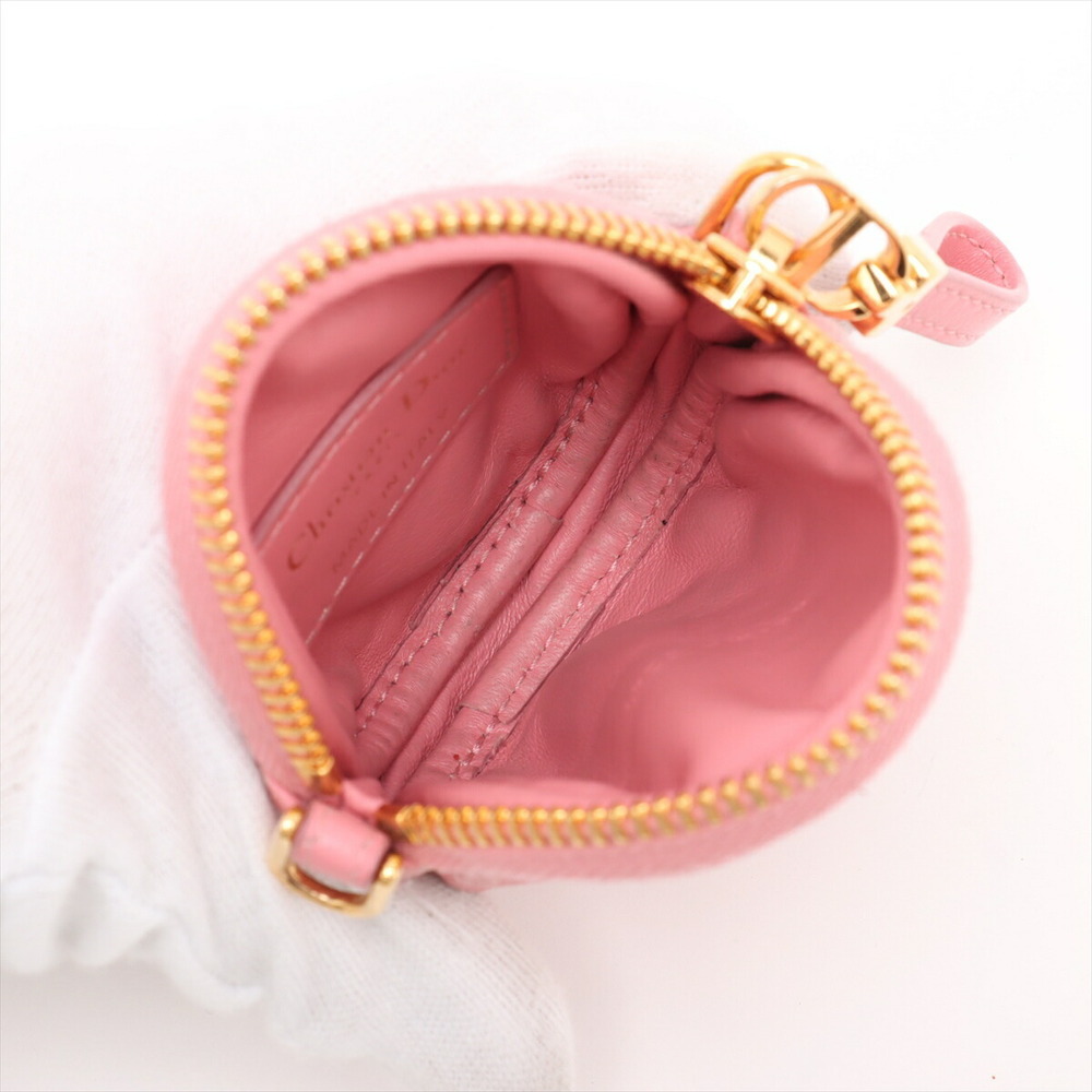 Christian Dior Cannage Leather Chain Shoulder Bag Pink Round - Picture 6 of 8
